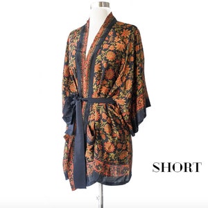 Bathrobe, Kimono Robe, Flowy Kimono, Bohemian Robe, Silky Robe, Soft Belted Robe, Summer Robe, Jacket, Knee Length, Short Robe