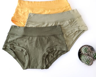 Unterwäsche aus Bambus-Bio-Baumwolle, Mid-Rise-Dessous, elastisch, breites Band