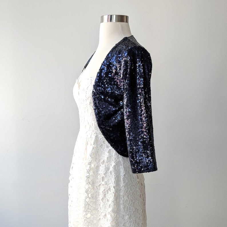 Sequin Bridal Bolero, Champagne Gold Bolero, Simple Silver Bolero, Navy Sequin Bolero, Holiday, Classic Bolero, Simple Bolero CLEARANCE image 4