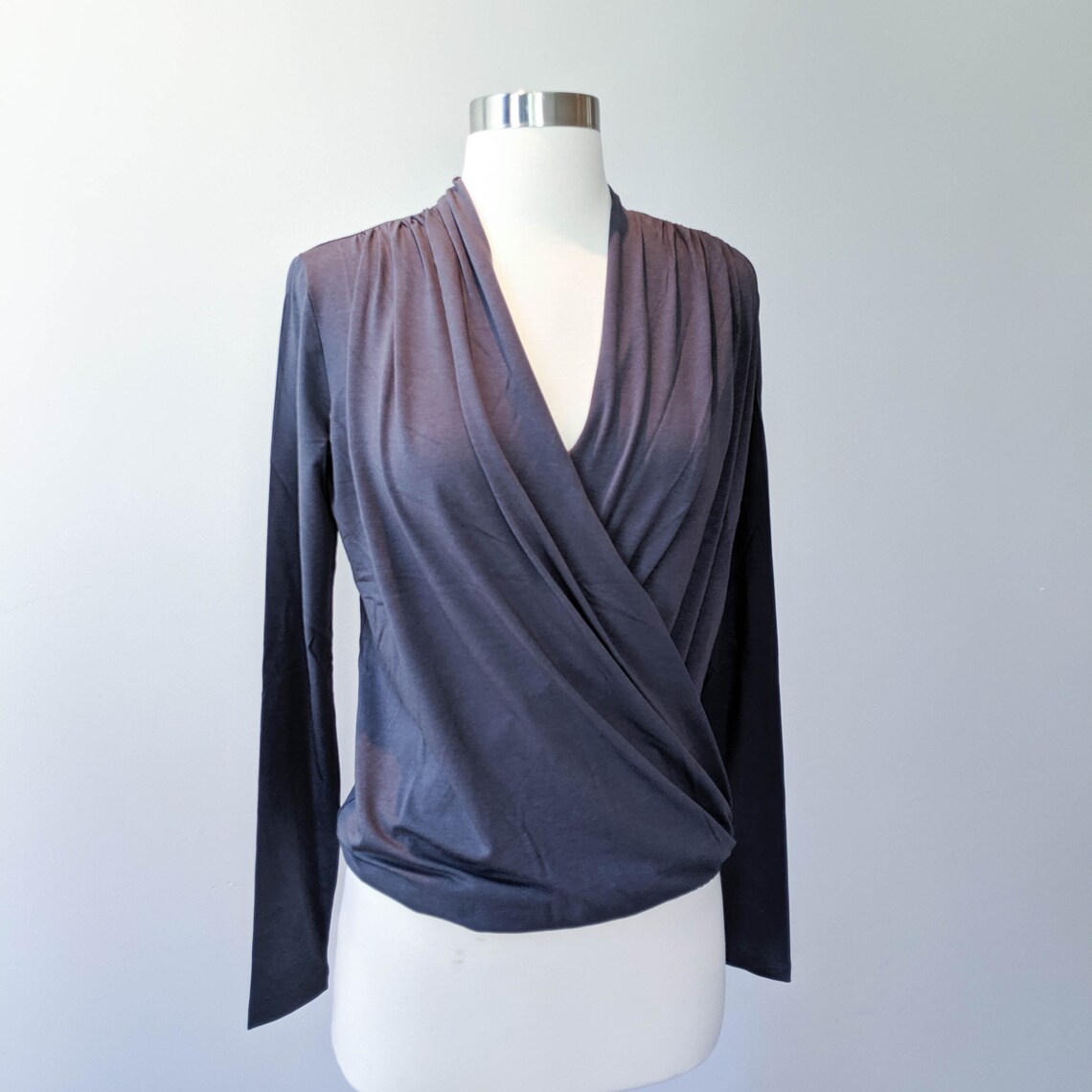 Yoga Wrap Top Long Sleeve Wrap Top Organic Cotton Tshirt Etsy