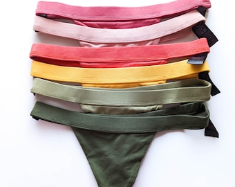 Tanga de algodón orgánico, tanga de bambú, ropa interior hipster, tanga negra, ropa interior de mujer, ropa interior natural, tanga de algodón para mujer, ecológica