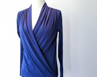 Bamboo Cowl Neck Wrap Top, Long Sleeve Organic Cotton Tee