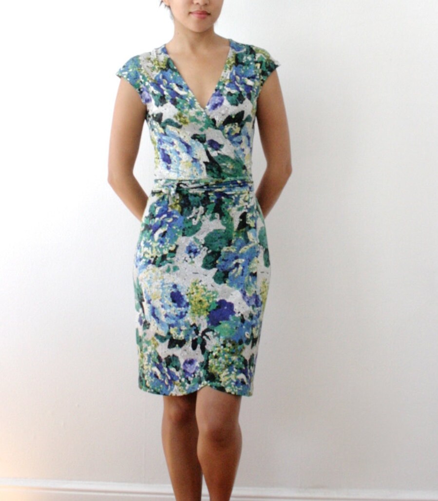 Womens Wrap Dress Print Wrap Dress Work Wrap Dress Real Etsy