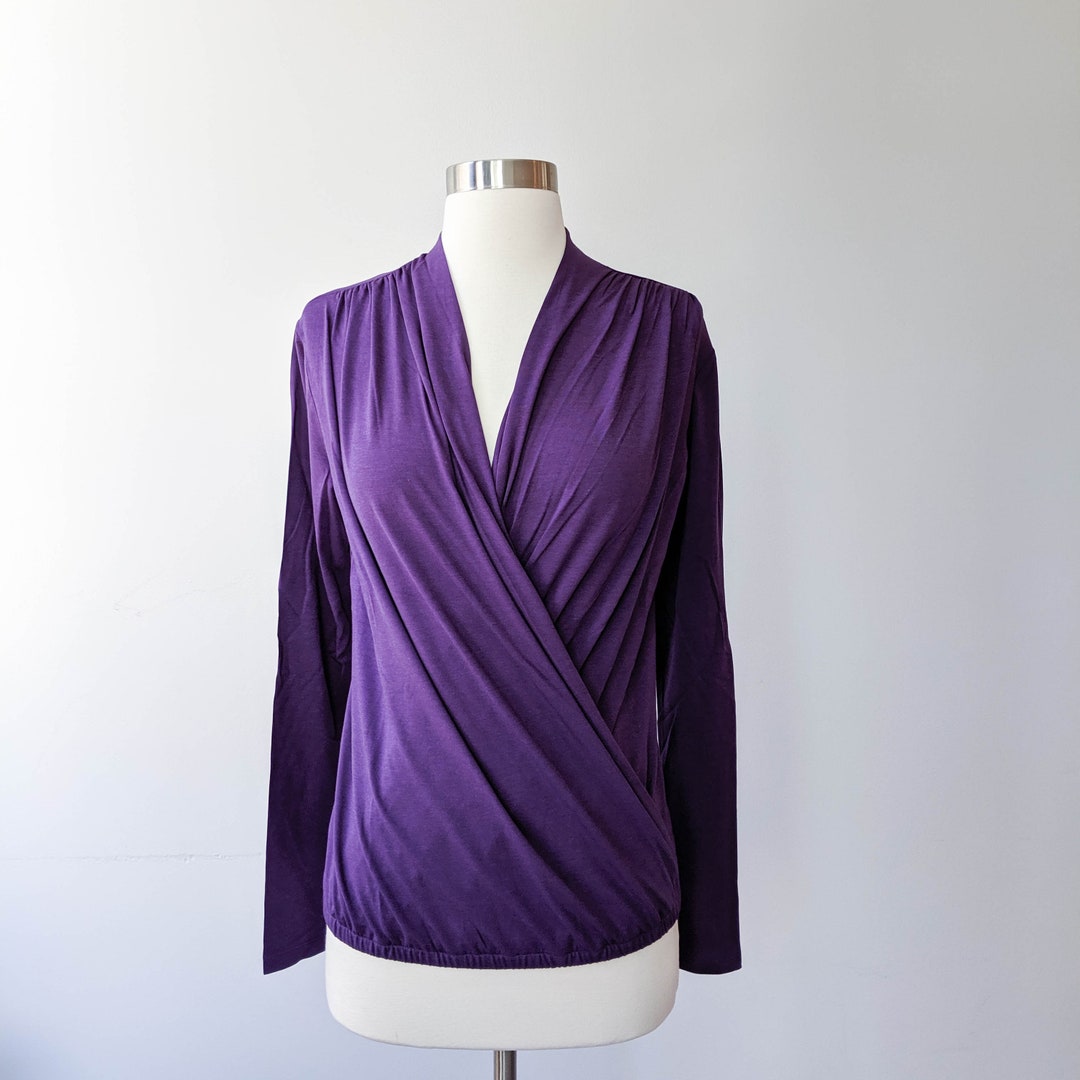 Yoga Wrap Top Long Sleeve Wrap Top Organic Cotton Tshirt Etsy