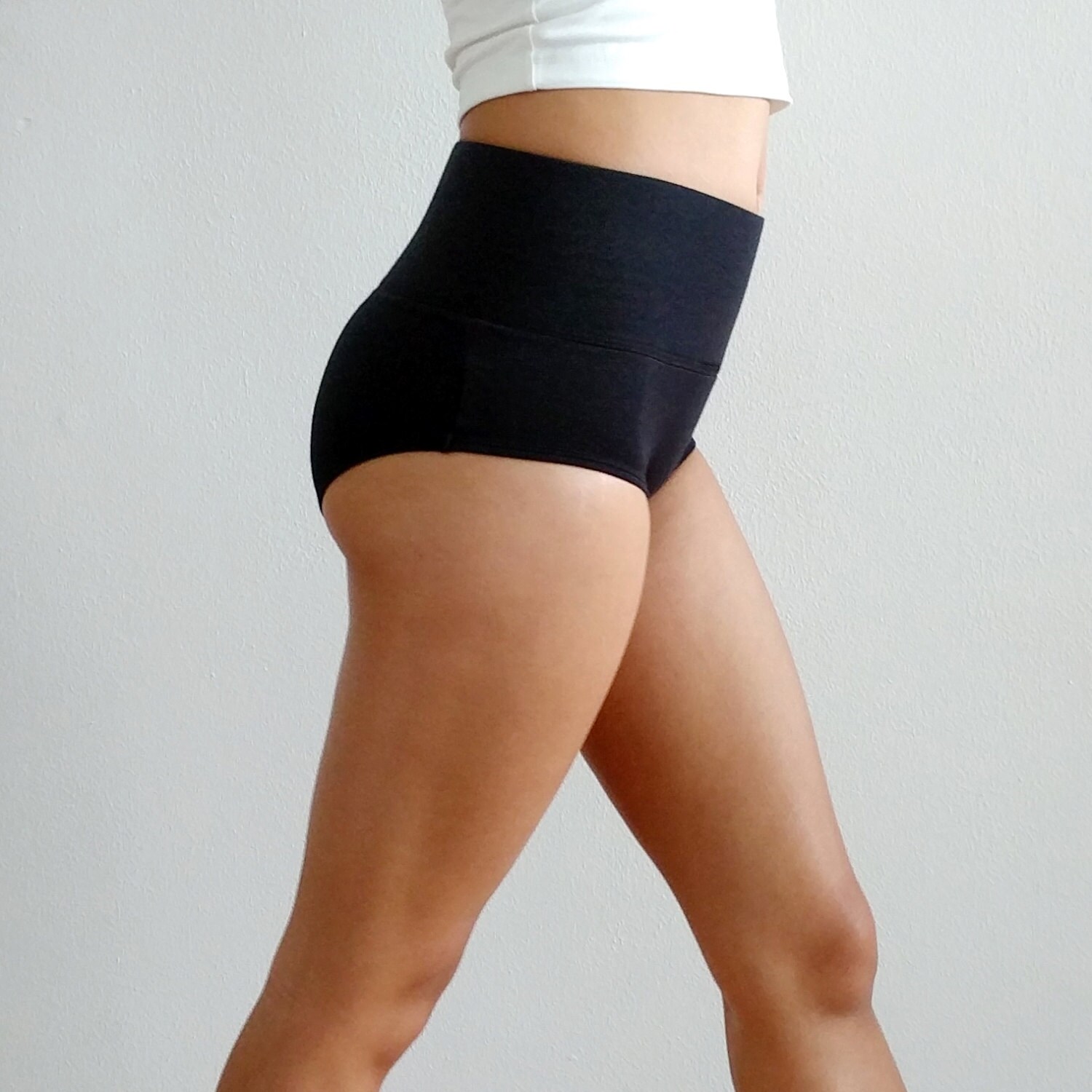 Black Organic Cotton Panties High Waisted Bamboo Underwear Etsy