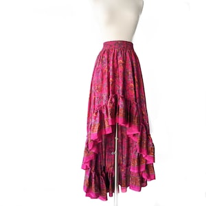 Pink Bohemian Skirt, Ruffle Maxi Skirt, Lightweight Summer Skirt, Goddess Twirl Maxi, Long Floral Skirt, Flowing, Boho Skirt, Twirl, Formal