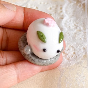 Polymer Clay Mini Bunny Figurine , Winter Collection , Cute Clay Desk Friends , Kawaii Home Decor , Animal Sculpture , Handmade Collectible