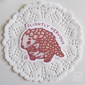 Pangolin Niedlicher Aufkleber, niedliche Tieraufkleber, niedliche Aufkleber für Wasserflasche, Hand gezeichnete Aufkleber, Kawaii Aufkleber