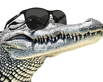 Cool Crocodile Wall Art – Digital Download | Funny Reptile Print | Sunglasses Gator Poster | Minimalist Animal Decor | Instant Download