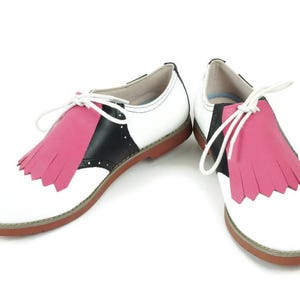 Rose Pink Kilties for Womens Golf Shoes, Saddle Shoes, Swing Dance Lindy Hop Shoes, Golf Gift for Women, Gifts for Golfers, Shoe Accessories