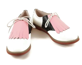 Pink Cowhide Leather Kilties for Golf or Swing Dance Shoes