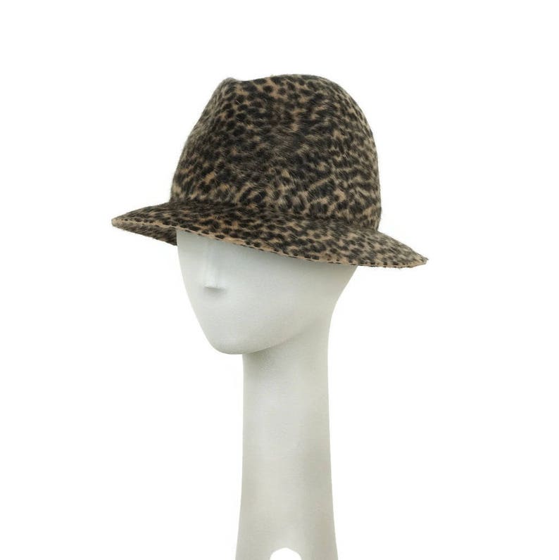 Cheetah Animal Print Fedora Hat for Women, Stingy Brim Fur Felt Hat, Womens Hat, Ladies Fedora, Ladies Hat, Millinery Hat image 2