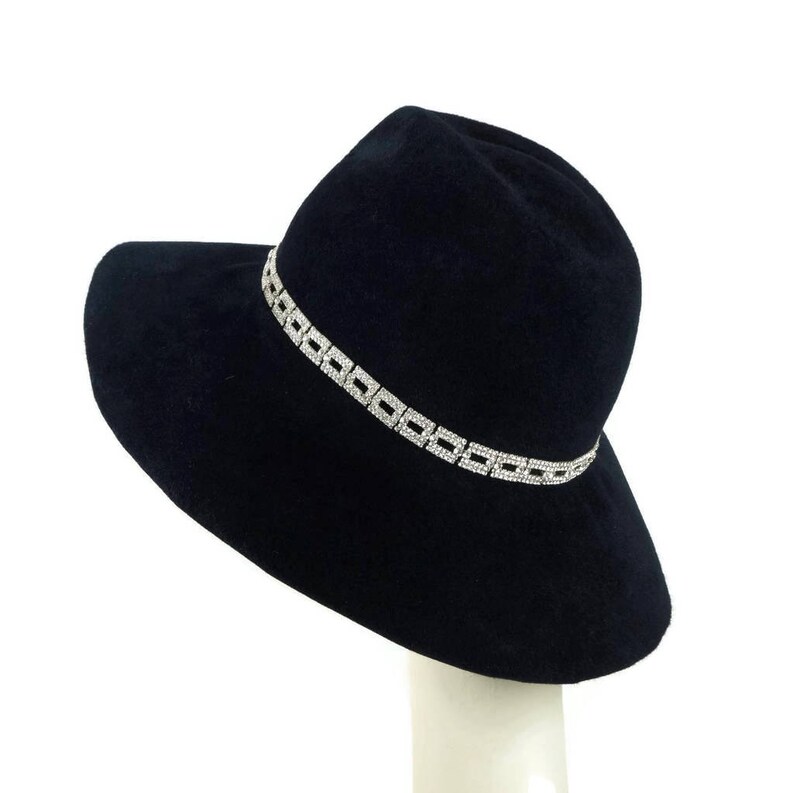 Womens Fedora Hat Wedding Hat, Floppy Hat Wide Brim Hat,woman Felt Hat, Black Hat, Mother of the