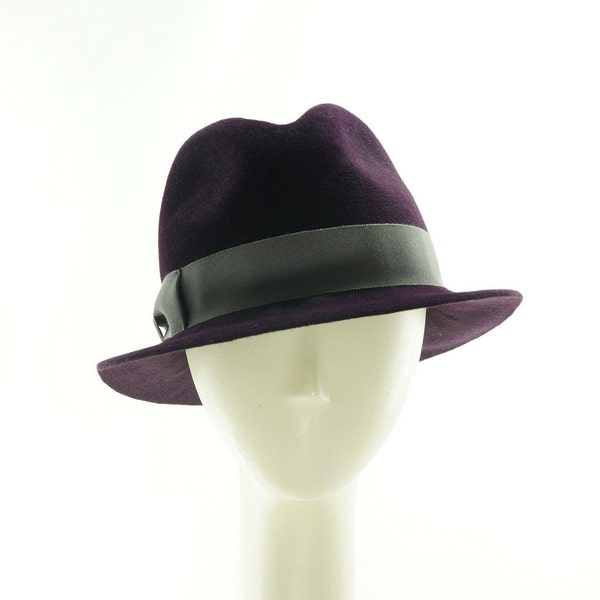Purple Fedora Hat for Women, Womens Felt Hat, Ladies Winter Hat, Vintage Hat Styles, Womens Winter Hat, Fedora Hat Women, 1950s Hat Style