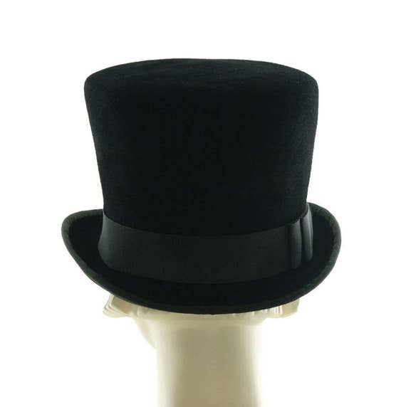 Handmade Black Felt Top Hat: Classic Unisex Topper - Etsy Israel display picture 1