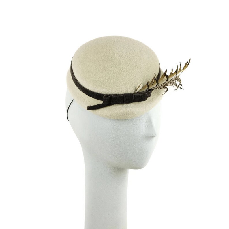 Womens Hat Church Hat Cream Hat Off White Fascinators Light Taupe Hat Ecru Wedding Hat White Hat Off Mother of the Bride Fascinator