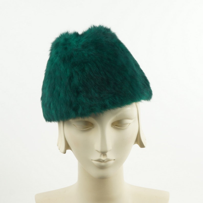 Emerald Green Cossack Hat for Women, Handmade Fur Felt Hat, Winter Hat Ladies image 3