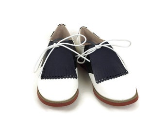 Donker marineblauwe schoenfranjes voor damesgolfschoenen, swingdansschoenen, zadelschoenen, damesgolfschoenen, schoenaccessoires
