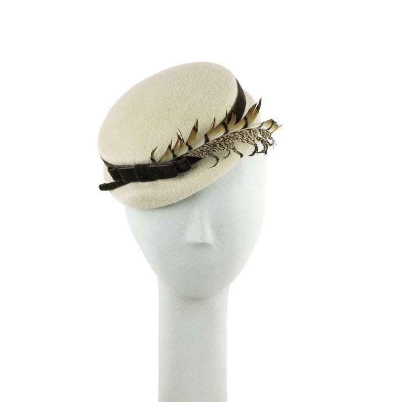Womens Hat Church Hat Cream Hat Off White Fascinators Light Taupe Hat Ecru Wedding Hat White Hat Off Mother of the Bride Fascinator