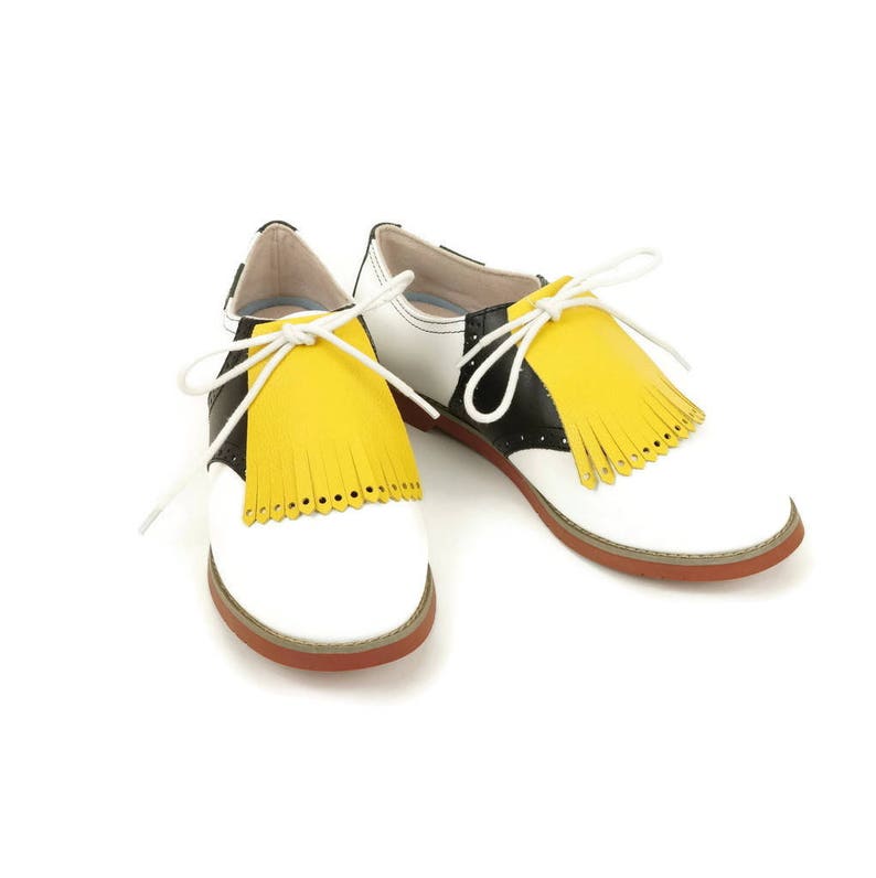 Canary Yellow Kilties for Womens Golf Shoes, Saddle Shoes, Ladies Golf Shoes, Lindy Hop Shoes, Golf Gift for Mom, Golf Gifts, image 6