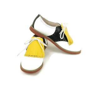 Canary Yellow Kilties for Womens Golf Shoes, Saddle Shoes, Ladies Golf Shoes, Lindy Hop Shoes, Golf Gift for Mom, Golf Gifts, image 2