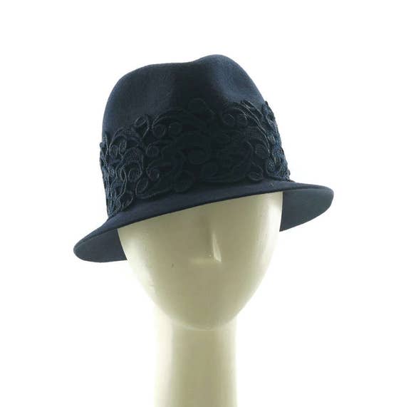 dark blue fedora hat