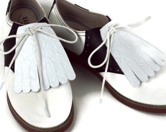 Western Saddle Leather Golf Shoe Kilties: Women's Shoe Accessories