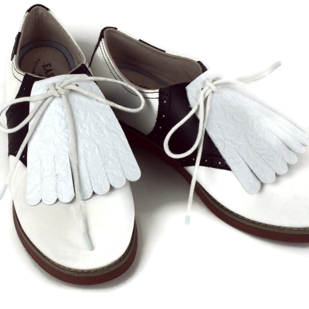 Western Saddle Leather Golf Shoe Kilties: Women's Shoe Accessories