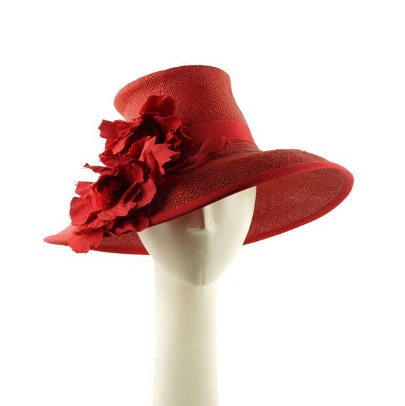 ladies red straw hats