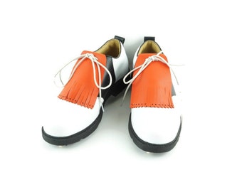 Orange Leather Kilties for Mens Golf Shoes Shoe Fringes for Saddle Shoes Golf Gifts for Men Swing Scarpe Golf Shoes for Men