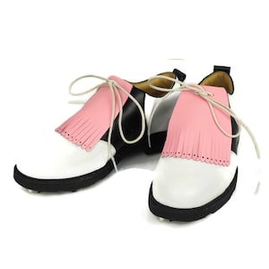 Pink Leather Kilties for Mens Golf Shoes Saddle Shoes, Leather Kilties, Golf Gifts for Men, Swing Scarpe, Golf Shoes for Men