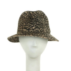 Cheetah Animal Print Fedora Hat for Women, Stingy Brim Fur Felt Hat, Womens Hat, Ladies Fedora, Ladies Hat, Millinery Hat image 1