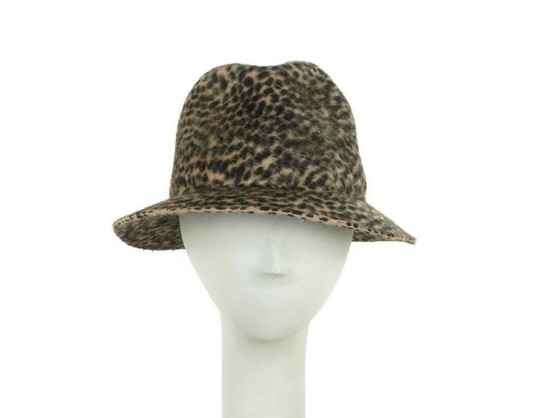 Cheetah Animal Print Fedora Hat for Women, Stingy Brim Fur Felt Hat, Womens Hat, Ladies Fedora, Ladies Hat, Millinery Hat image 1