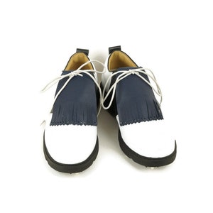 Dark Blue Leather Kilties for Mens Golf Shoes, Shoe Fringes for Saddle Shoes , Golf Kilties, Golf Gifts for Men