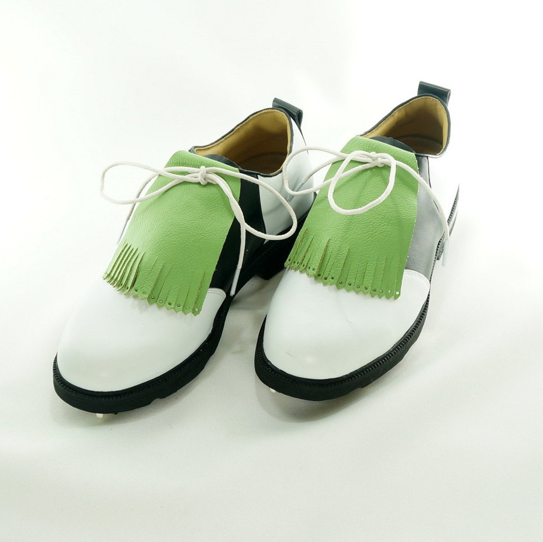 Apple Green Leather Kilties Shoe Fringe for Mens Golf Shoes and Lindy Hop Shoes, Golf Gifts for