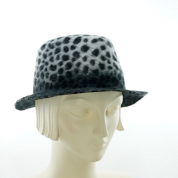 Items similar to Animal Print Winter Hat for Women, Fedora Hat, Felt
