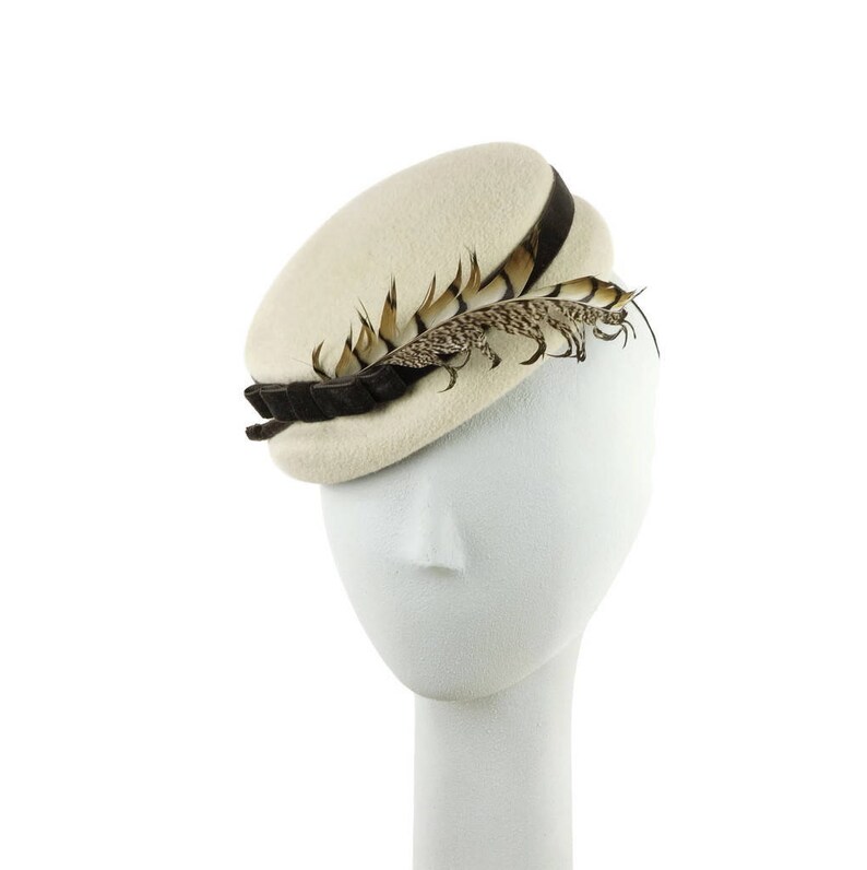 Womens Hat Church Hat Cream Hat Off White Fascinators Light Taupe Hat Ecru Wedding Hat White Hat Off Mother of the Bride Fascinator