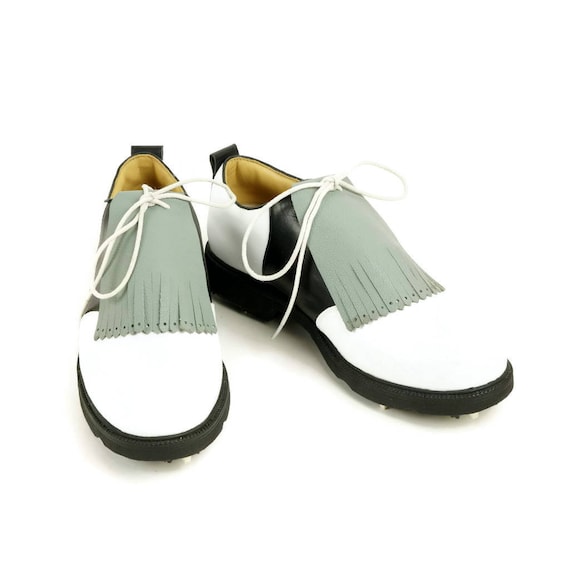 Gray Leather Golf Shoe Kilties: Handmade Mens Shoe Accessories