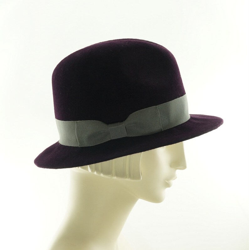 Purple Fedora Hat for Women, Womens Felt Hat, Ladies Winter Hat