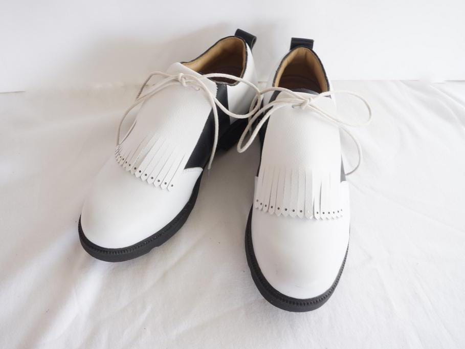 White Leather Golf Shoe Kilties: Classic Shoe Fringes