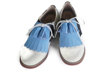Set of Blue Leather Kilties  and Matching Tassels for Golf Shoes, Swing Dance Shoes, Ladies Golf Shoes, Womens Golf Shoes,  Shoe Accessories