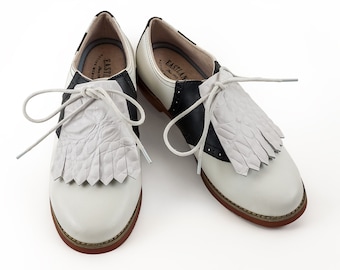 White Leather Shoe Fringes Golf Shoe Kilties Crocodile Alligator Shoe Decorations, Gifts for Golfers, Shoe Accessories, Golf Gifts