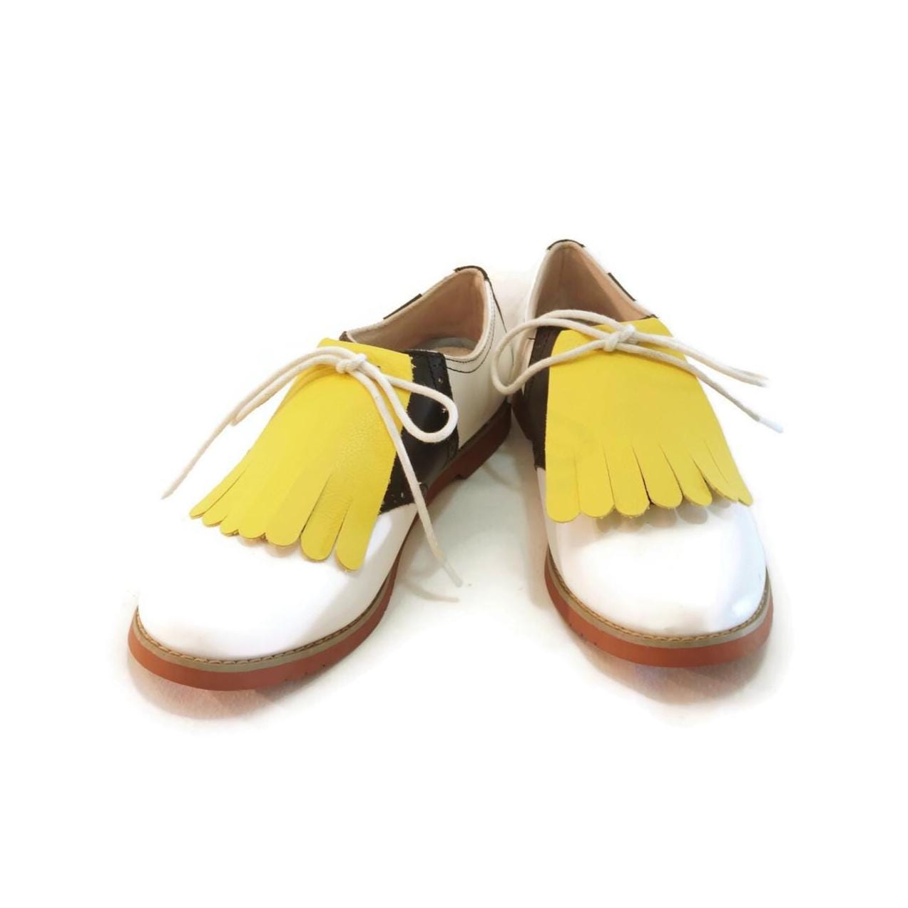 Canary YellowLeather Golf Shoe Kilties: Women's Shoe Fringes