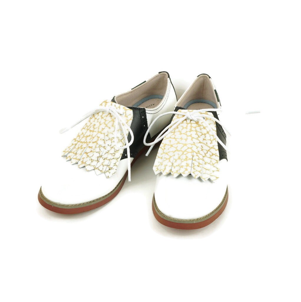 Vintage GLOBAL Golf Shoes Yellow & White Leather Kiltie Fringe Made in Japan 8C Vintage GLOBAL Golf Shoes Yellow & White Leather Kiltie  main image 3