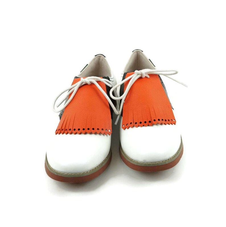Orange Kilties for Womens Golf Shoes, Ladies Shoe Fringe, Saddle Shoes