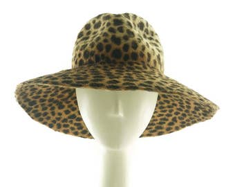 Animal Print Wide Brim Fedora Hat: Handmade Fur Felt Wedding Hat