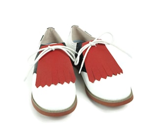 Red Leather Golf Shoe Kilties: Women's Shoe Fringes
