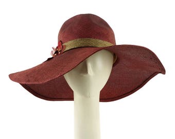 Handmade Wide Brim Straw Fedora: Kentucky Derby Sun Hat