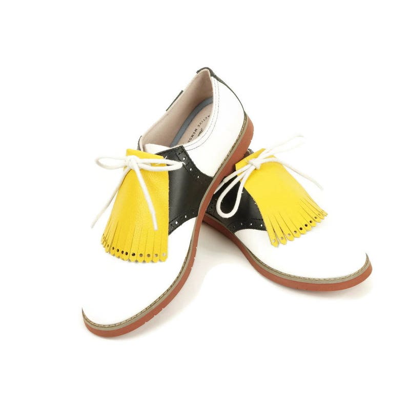 Canary Yellow Kilties for Womens Golf Shoes, Saddle Shoes, Ladies Golf Shoes, Lindy Hop Shoes, Golf Gift for Mom, Golf Gifts, image 5