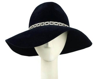 Womens Fedora Hat Wedding Hat, Floppy Hat Wide Brim Hat,Woman Felt Hat, Black Hat, Mother of the Bride Hat, Black Fedora, Dress Hat